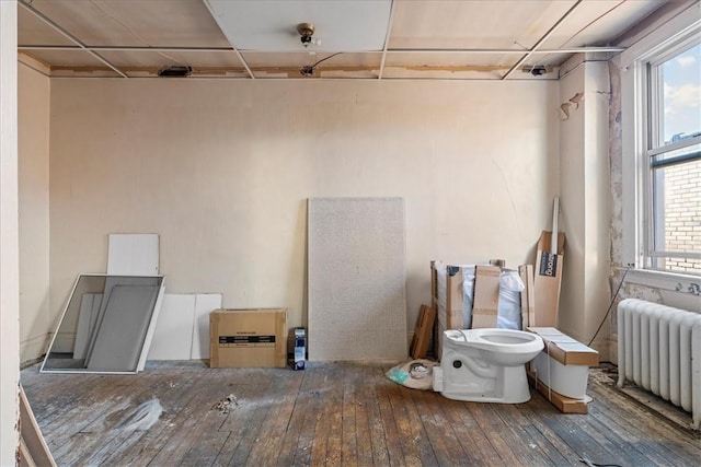 miscellaneous room with hardwood / wood-style flooring and radiator