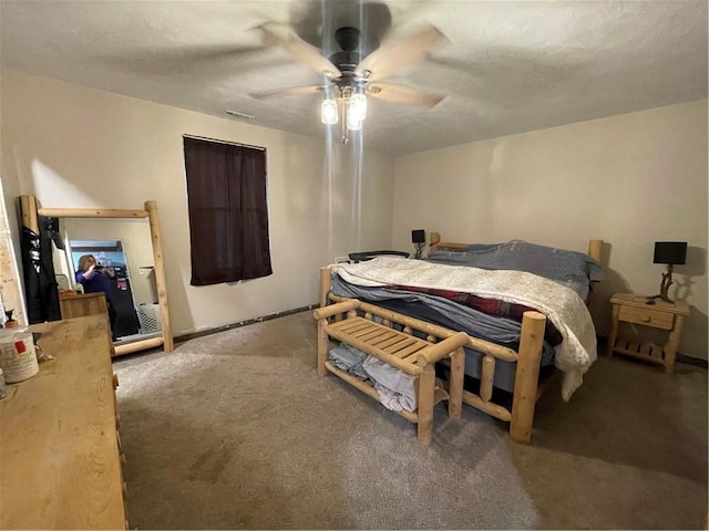 bedroom with carpet floors and ceiling fan