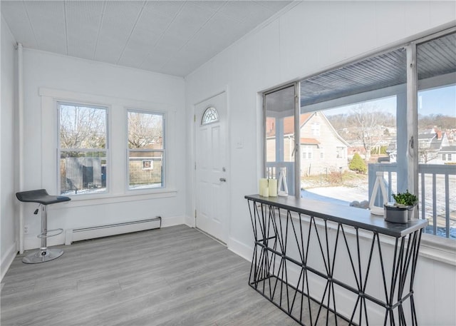 interior space with plenty of natural light and a baseboard radiator