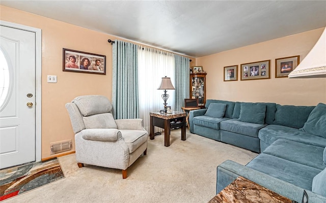 living room featuring carpet flooring