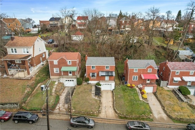 aerial view with a residential view