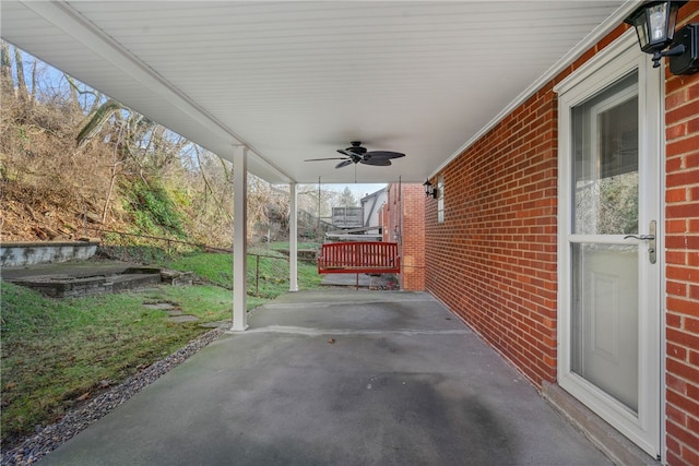 view of patio with ceiling fan