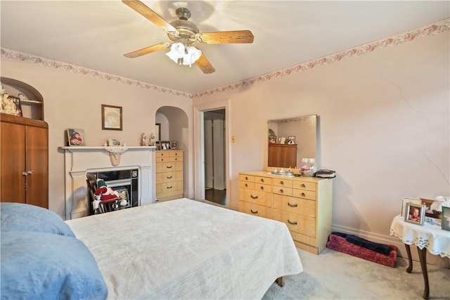 bedroom with carpet and ceiling fan