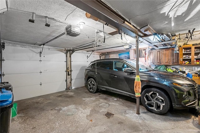 garage with a garage door opener