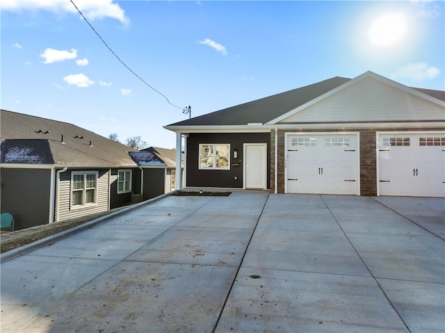 exterior space with a garage