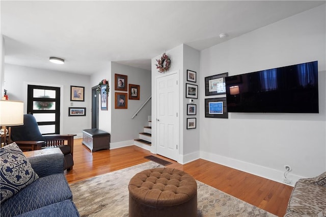 living room featuring light hardwood / wood-style floors