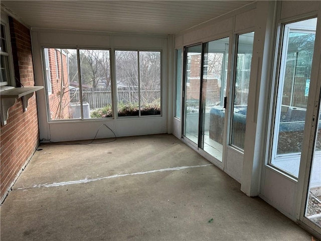 view of unfurnished sunroom