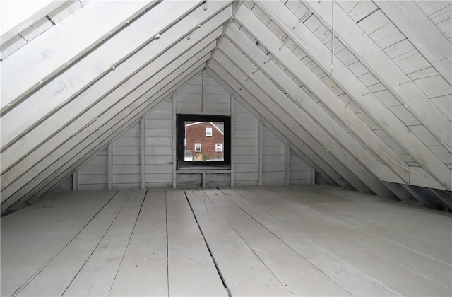 view of unfinished attic