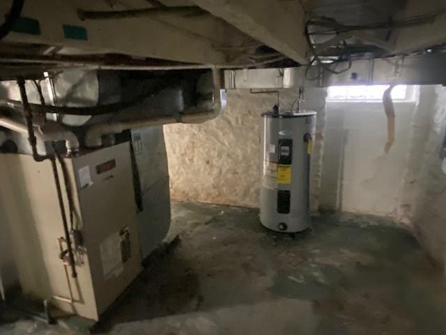 basement with electric water heater