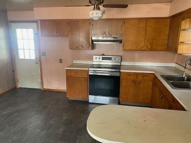 kitchen featuring sink and stainless steel electric range