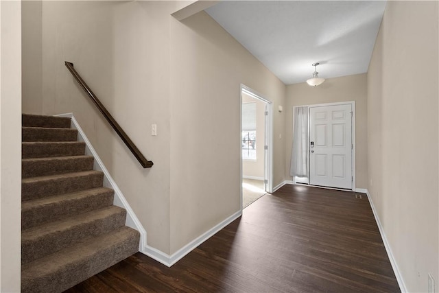 entrance foyer with dark wood-type flooring