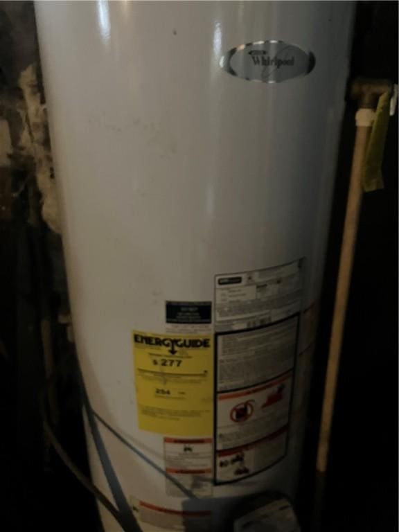 utility room with water heater