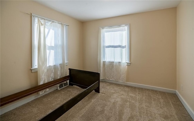 carpeted bedroom with multiple windows