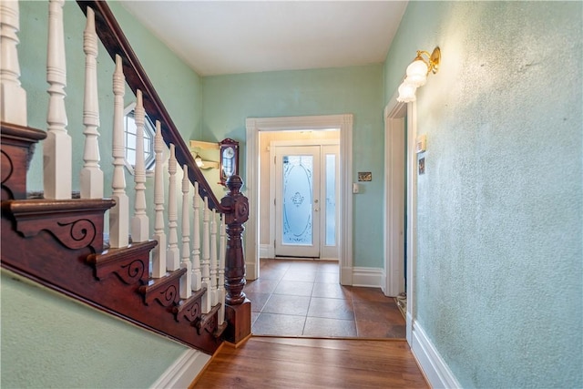 foyer featuring wood-type flooring