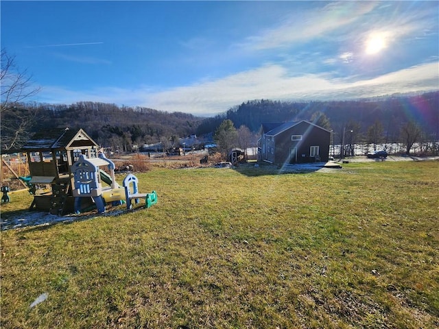 view of yard featuring a playground