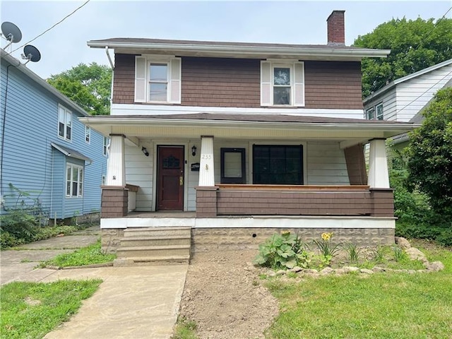 view of front facade featuring covered porch