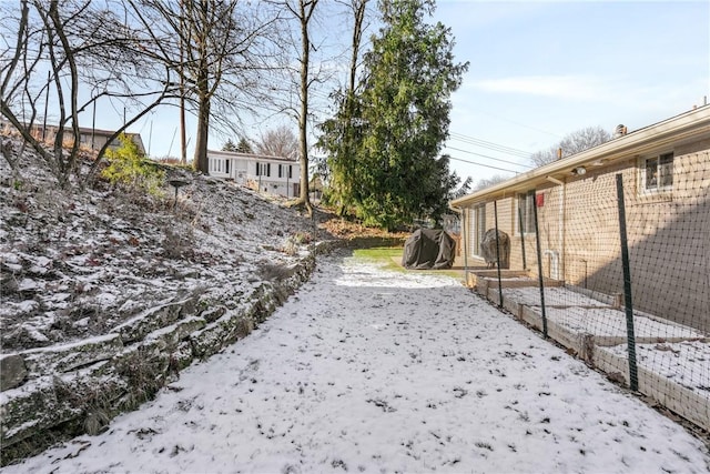 view of yard covered in snow