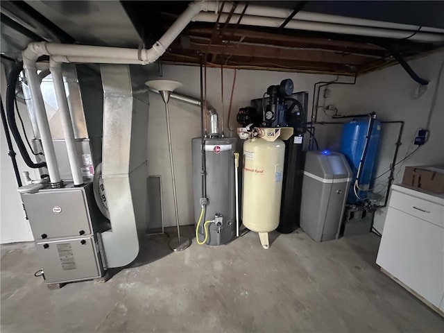 utilities with gas water heater and heating unit