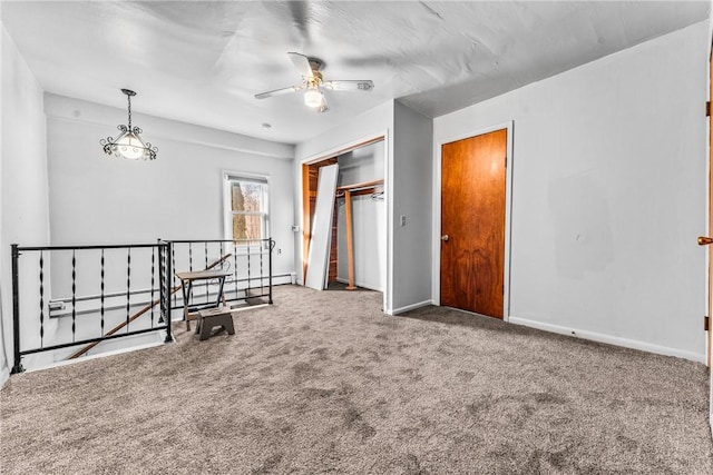 303 Water St, Jamestown, PA 16134 - carpeted empty room with a ceiling fan and a baseboard heating unit