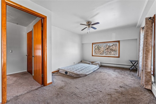303 Water St, Jamestown, PA 16134 - carpeted bedroom with a baseboard radiator and a ceiling fan