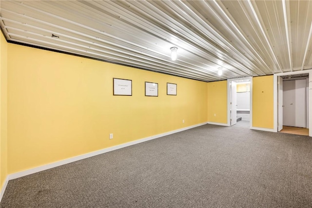 basement with carpet floors