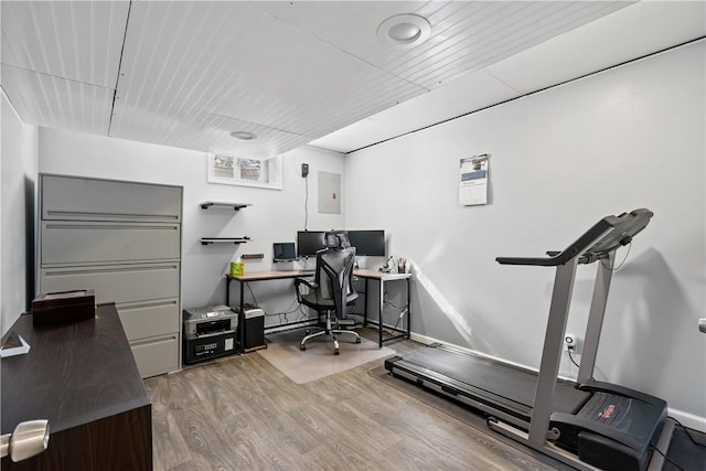 office space featuring wood-type flooring