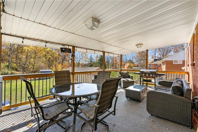 view of patio with a wooden deck