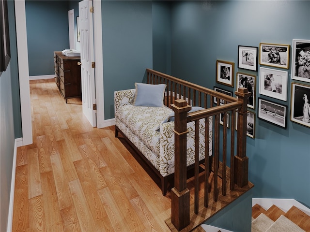 bedroom with light hardwood / wood-style flooring