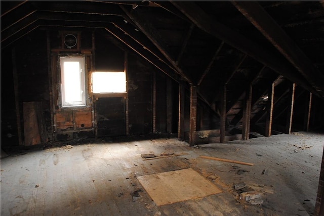 view of unfinished attic