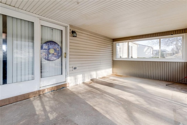 view of unfurnished sunroom