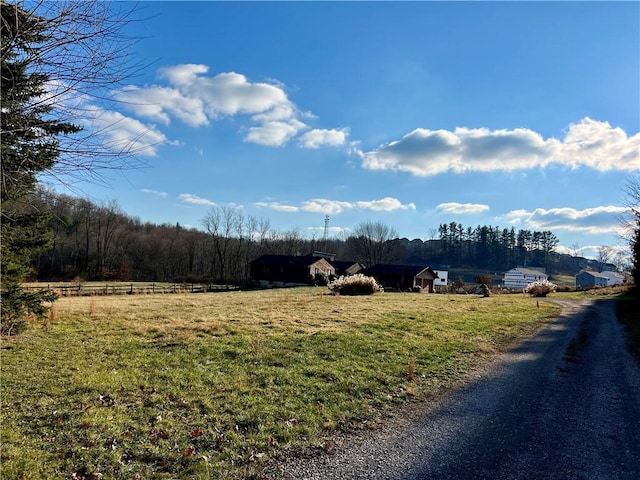 view of road featuring a rural view