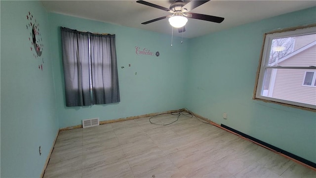 unfurnished room featuring ceiling fan