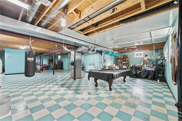 basement featuring pool table