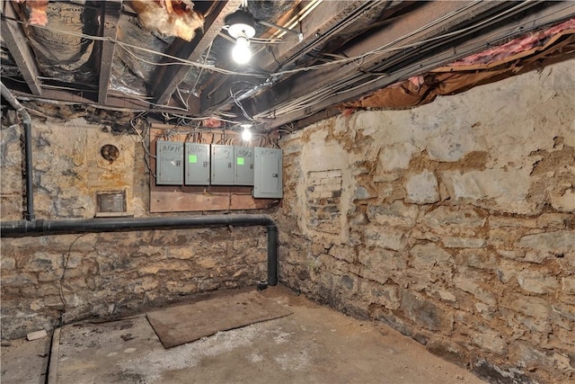 basement with electric panel