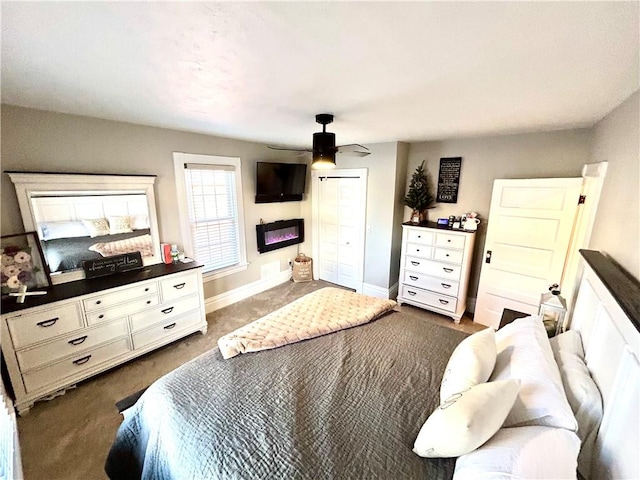 bedroom with a closet and ceiling fan