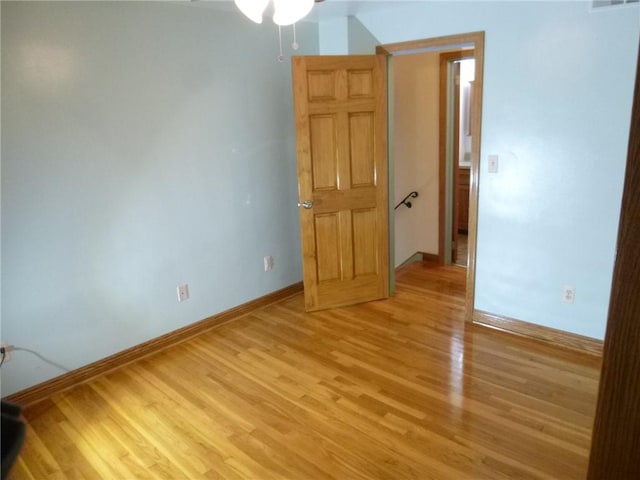 unfurnished bedroom with light hardwood / wood-style floors