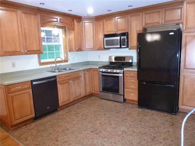 kitchen featuring sink and black appliances