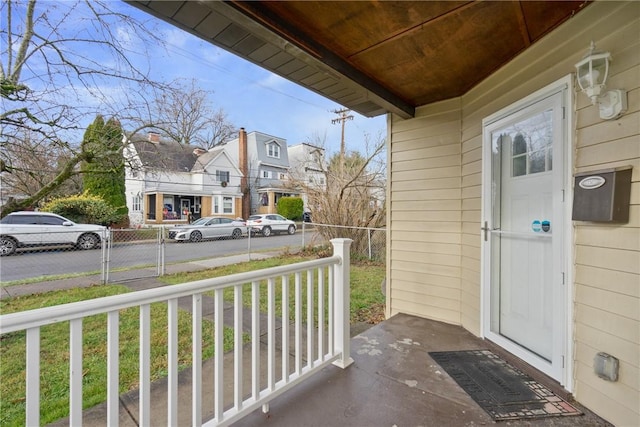 balcony featuring a porch