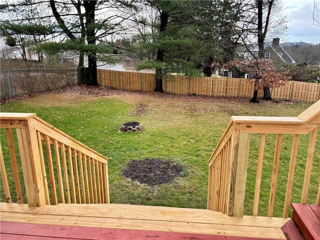 view of yard featuring a deck