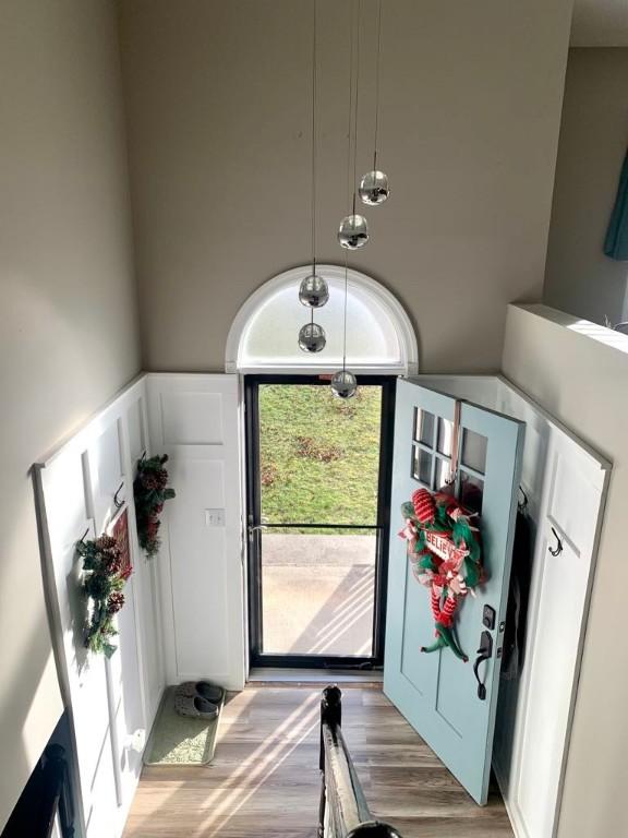 doorway to outside featuring light hardwood / wood-style floors