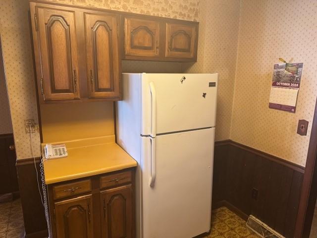 kitchen with white fridge