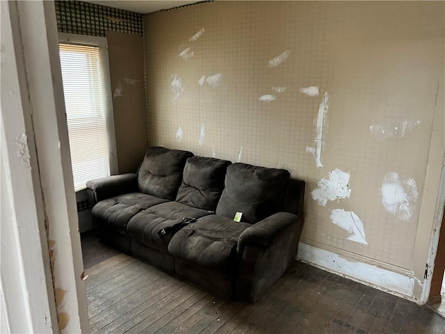 living room featuring dark hardwood / wood-style floors