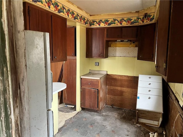 kitchen with white fridge