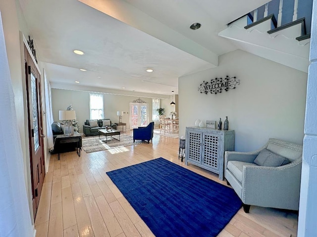 living room featuring wood-type flooring