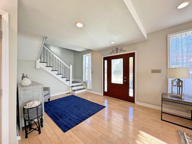 entrance foyer featuring light hardwood / wood-style flooring