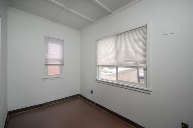 spare room featuring plenty of natural light and ornamental molding