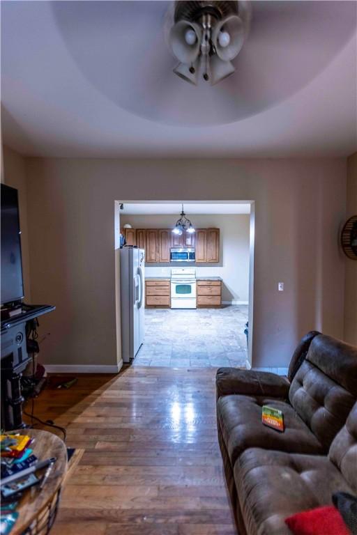 living room with light wood-type flooring