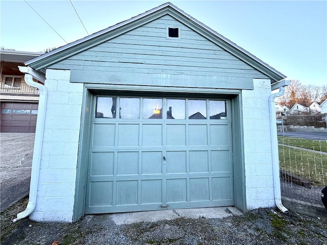 view of garage