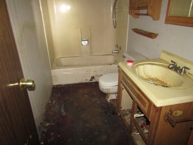 full bathroom featuring toilet, shower / washtub combination, and sink