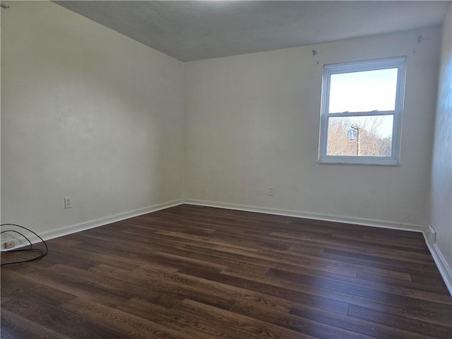 unfurnished room featuring dark hardwood / wood-style flooring